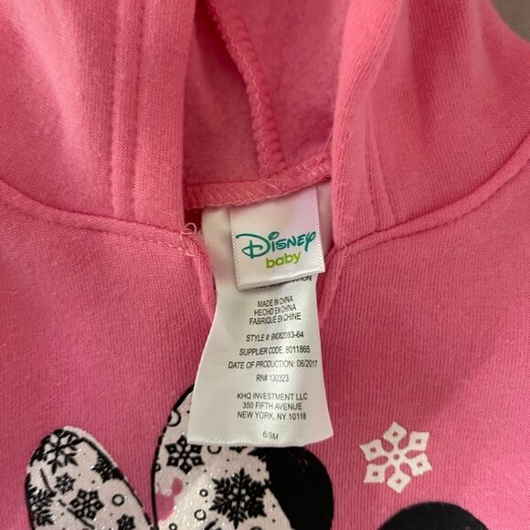 DISNEY Baby Hooded Sweatshirt 6/9 Month Pink Minnie Mouse Ruffle With Tulle - Picture 6 of 7